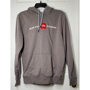 The North Face Mens Medium Hoodie Gray “Never Stop Exploring” Pullover F21 A3Y9J